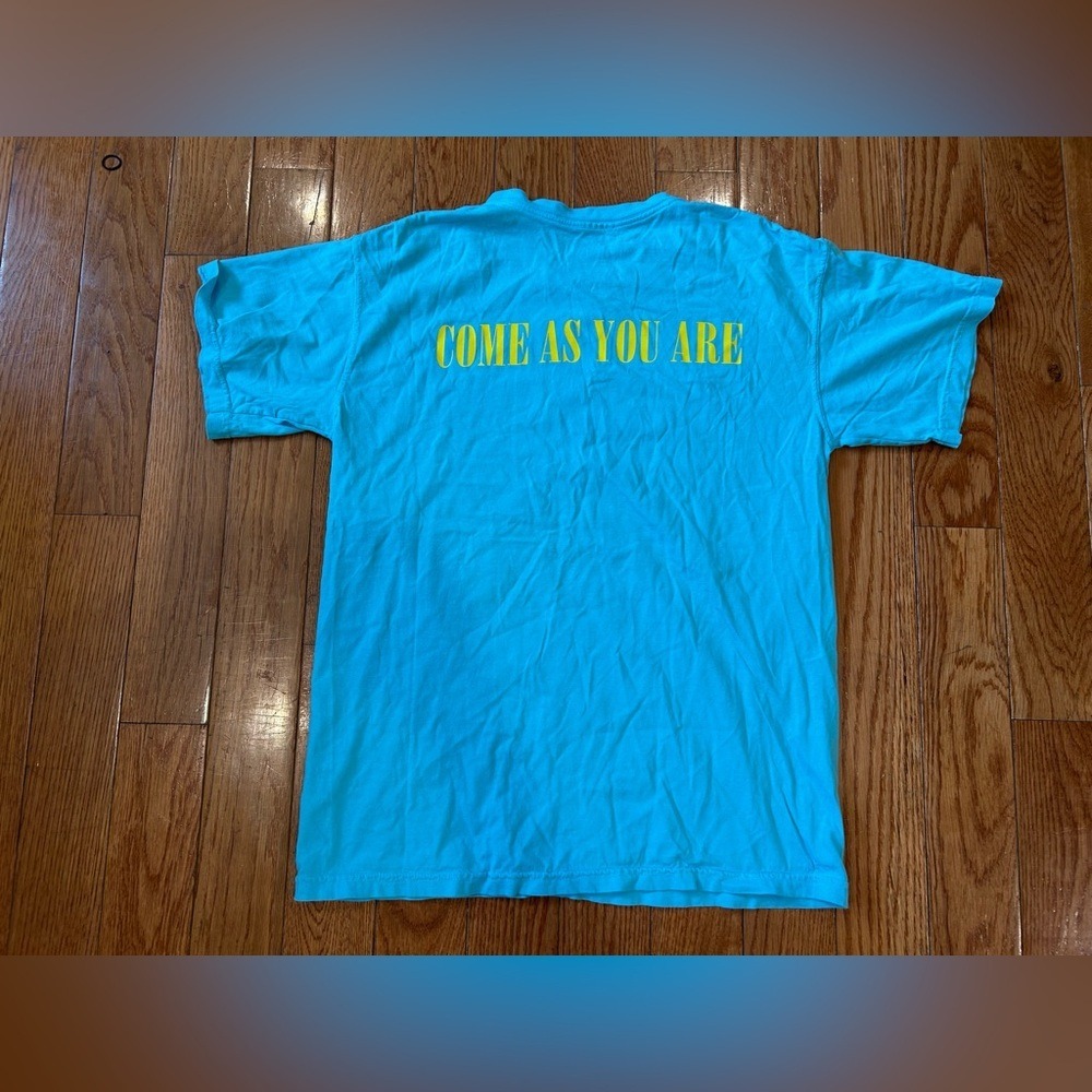 Vintage Nirvana T Shirt Size M Blue Smiley Face Come As You Are Everyone Is Gay - Picture 6 of 7